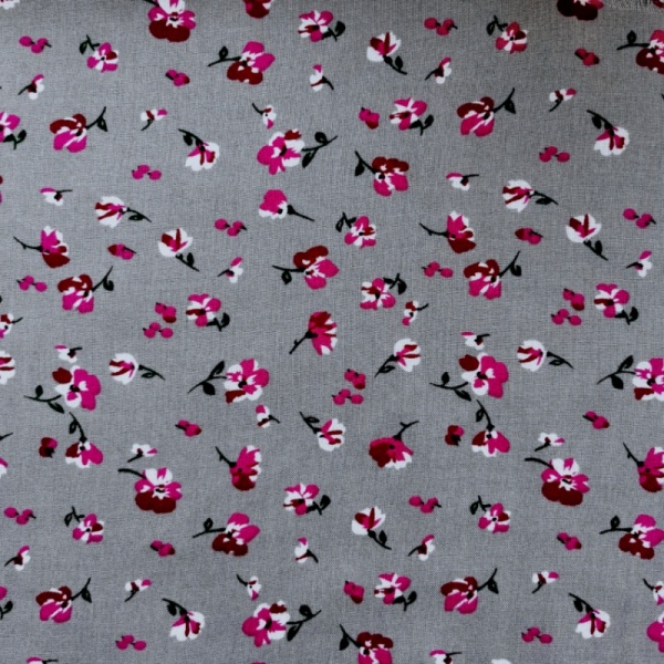 Floral Viscose Chalis - Design 3 GREY